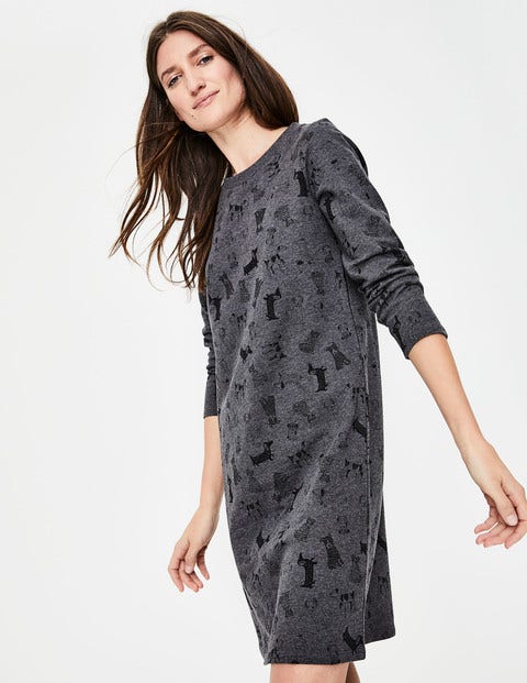 Sweatshirt Dress - Charcoal Doodle Dog Sweatshirt Dress - Charcoal Doodle Dog