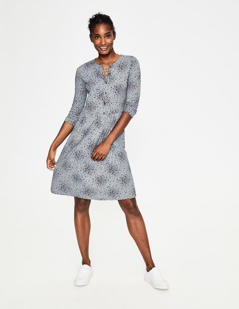 Briar Jersey Dress - Grey Marl Flower Burst Briar Jersey Dress - Grey Marl Flower Burst