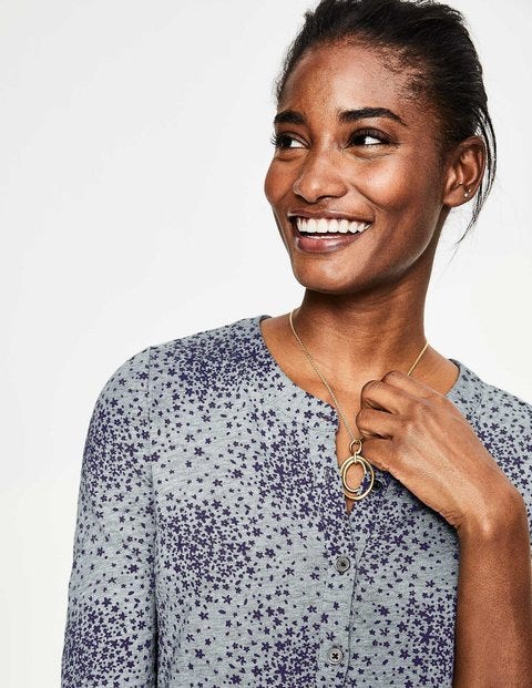 Briar Jersey Dress - Grey Marl Flower Burst Briar Jersey Dress - Grey Marl Flower Burst