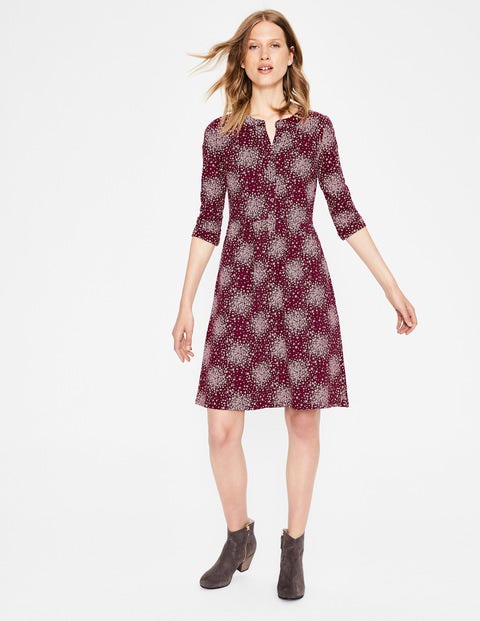 Briar Jersey Dress - Mulled Wine Flower Burst Briar Jersey Dress - Mulled Wine Flower Burst