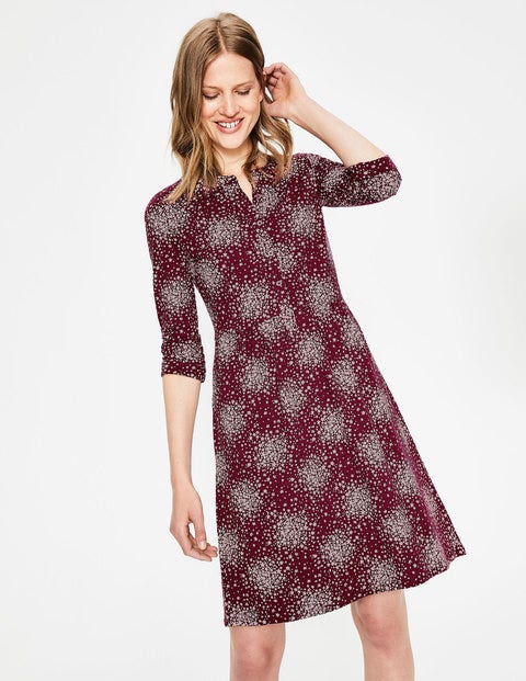 Briar Jersey Dress - Mulled Wine Flower 