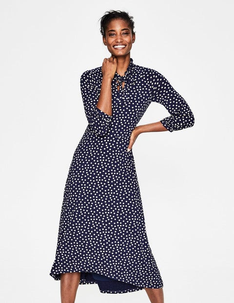 Rosa Jersey Midi Dress - Navy/Milkshake Scattered Spot Rosa Jersey Midi Dress - Navy/Milkshake Scattered Spot