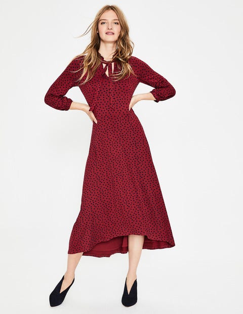 Rosa Jersey Midi Dress - Wine/Navy Scattered Spot Rosa Jersey Midi Dress - Wine/Navy Scattered Spot