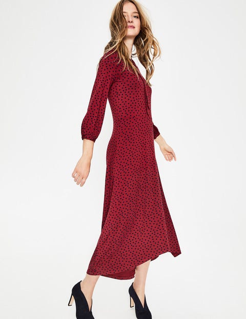 Rosa Jersey Midi Dress - Wine/Navy Scattered Spot Rosa Jersey Midi Dress - Wine/Navy Scattered Spot