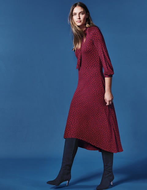 Rosa Jersey Midi Dress - Wine/Navy Scattered Spot Rosa Jersey Midi Dress - Wine/Navy Scattered Spot