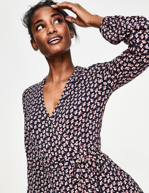 Elodie Jersey Wrap Dress - Navy Clover Geo Elodie Jersey Wrap Dress - Navy Clover Geo