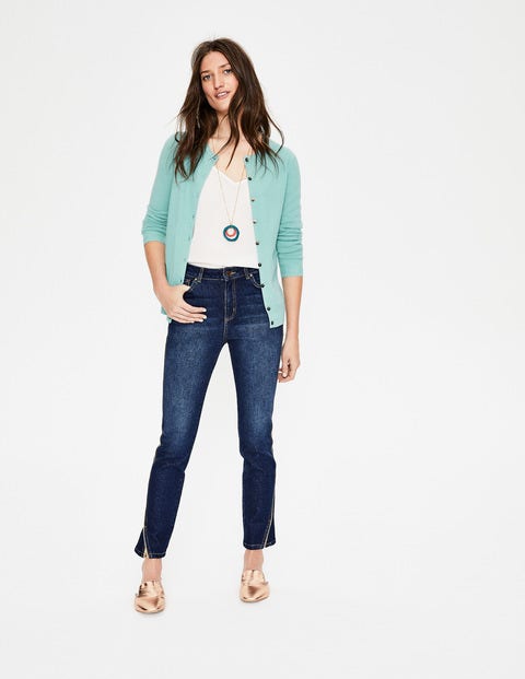 Cashmere Crew Cardigan - Aquamarine Cashmere Crew Cardigan - Aquamarine
