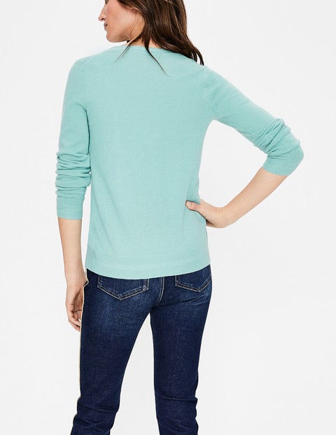 Cashmere Crew Cardigan - Aquamarine Cashmere Crew Cardigan - Aquamarine