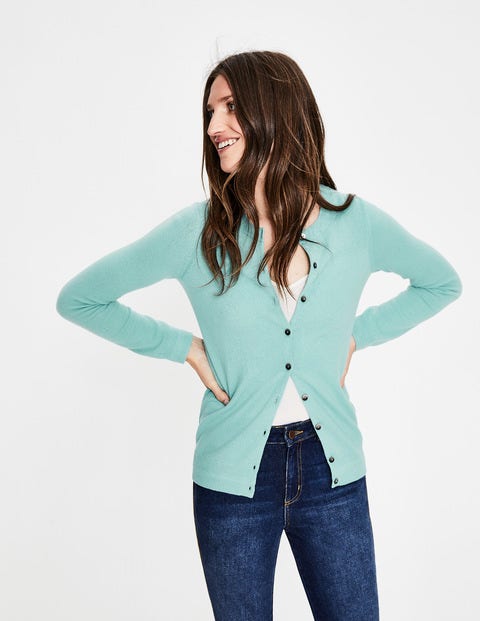 Cashmere Crew Cardigan - Aquamarine Cashmere Crew Cardigan - Aquamarine