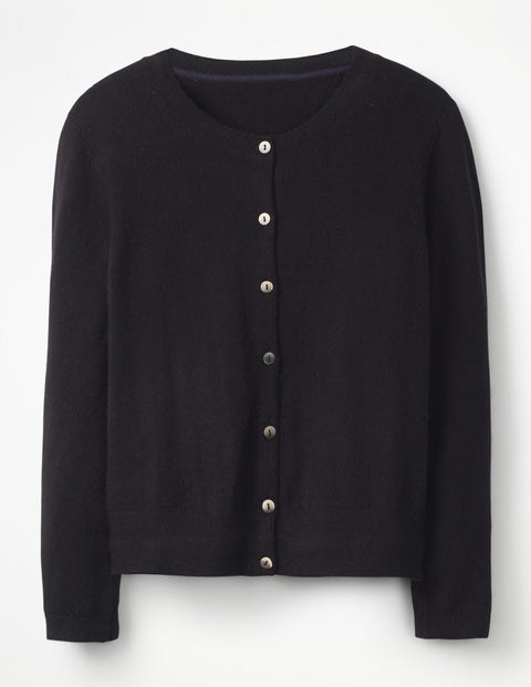 Cashmere Crop Crew Cardigan - Black Cashmere Crop Crew Cardigan - Black