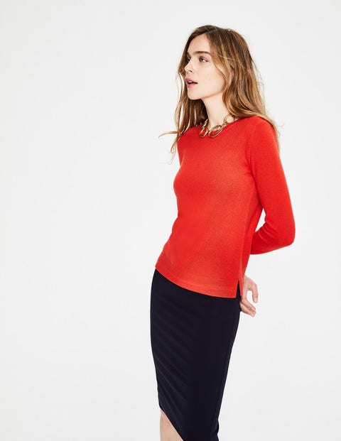 Cashmere Crew Neck Jumper - Red Pop Cashmere Crew Neck Jumper - Red Pop
