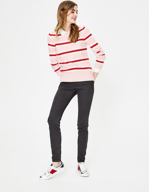 Cashmere Crew Neck Jumper - Pink Stripe Cashmere Crew Neck Jumper - Pink Stripe