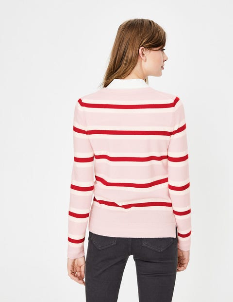Cashmere Crew Neck Jumper - Pink Stripe Cashmere Crew Neck Jumper - Pink Stripe