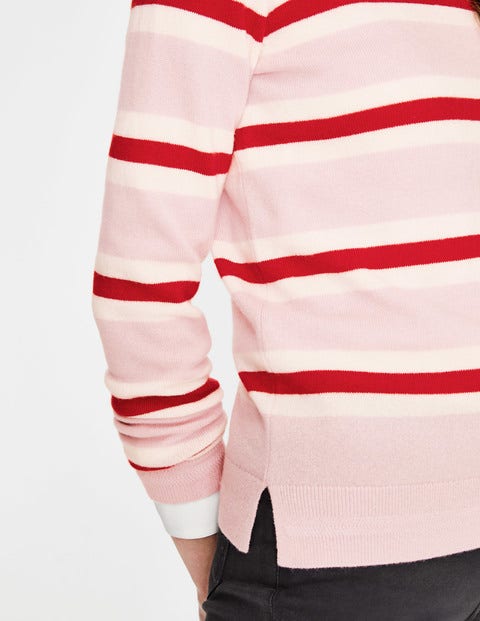 Cashmere Crew Neck Jumper - Pink Stripe Cashmere Crew Neck Jumper - Pink Stripe