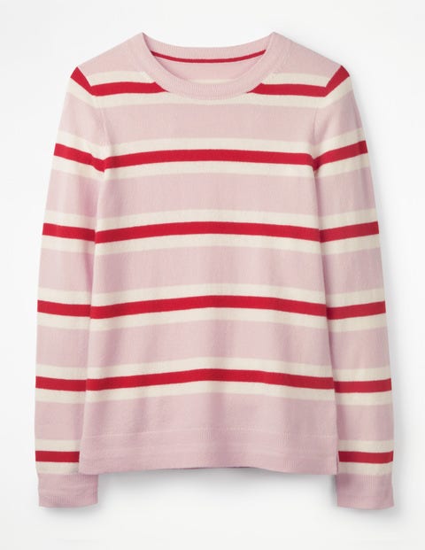 Cashmere Crew Neck Jumper - Pink Stripe Cashmere Crew Neck Jumper - Pink Stripe