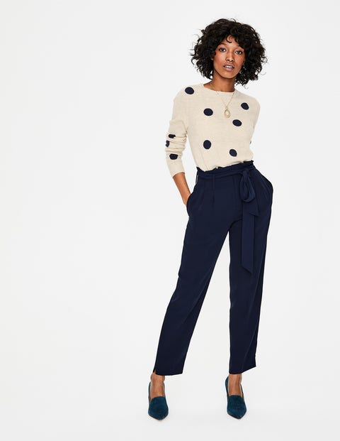 Cashmere Crew Neck Sweater - Navy/Oatmeal Spot Cashmere Crew Neck Sweater - Navy/Oatmeal Spot