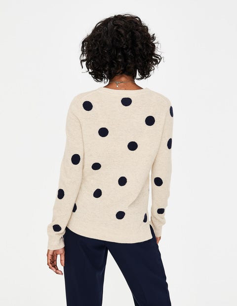 Cashmere Crew Neck Sweater - Navy/Oatmeal Spot Cashmere Crew Neck Sweater - Navy/Oatmeal Spot