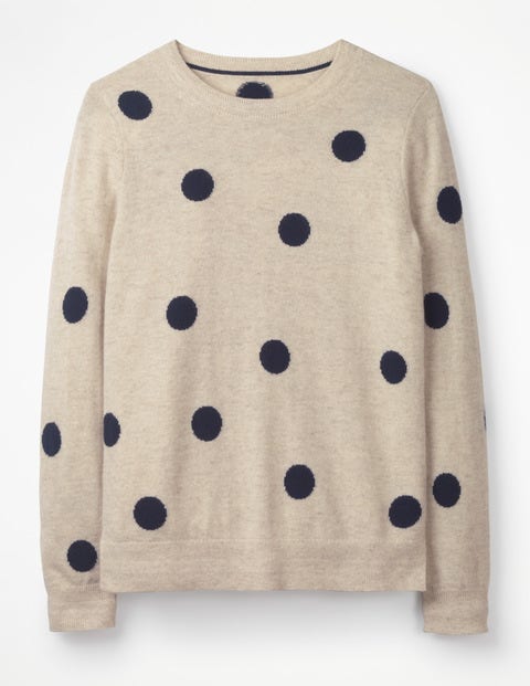 Cashmere Crew Neck Sweater - Navy/Oatmeal Spot Cashmere Crew Neck Sweater - Navy/Oatmeal Spot