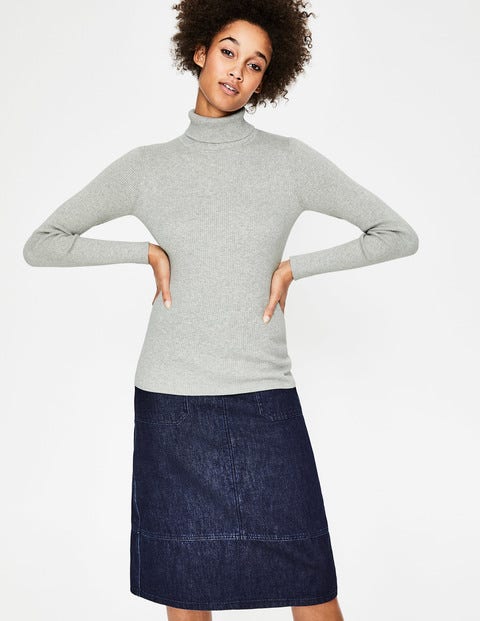 Tilly Cotton Roll Neck Jumper - Silver Melange Tilly Cotton Roll Neck Jumper - Silver Melange