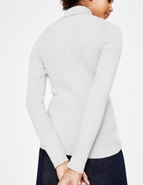 Tilly Cotton Roll Neck Jumper - Silver Melange Tilly Cotton Roll Neck Jumper - Silver Melange