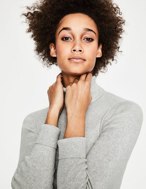Tilly Cotton Roll Neck Jumper - Silver Melange Tilly Cotton Roll Neck Jumper - Silver Melange