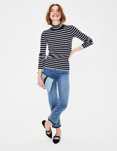 Tilly Roll Neck Sweater - Navy/Ivory Stripe Tilly Roll Neck Sweater - Navy/Ivory Stripe