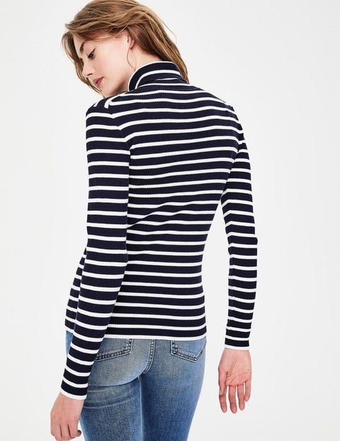Tilly Roll Neck Sweater - Navy/Ivory Stripe Tilly Roll Neck Sweater - Navy/Ivory Stripe