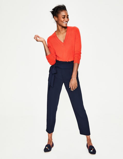 Cashmere Relaxed V-Neck Jumper - Red Pop Cashmere Relaxed V-Neck Jumper - Red Pop