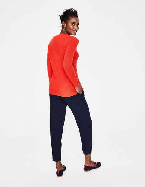 Cashmere Relaxed V-Neck Jumper - Red Pop Cashmere Relaxed V-Neck Jumper - Red Pop