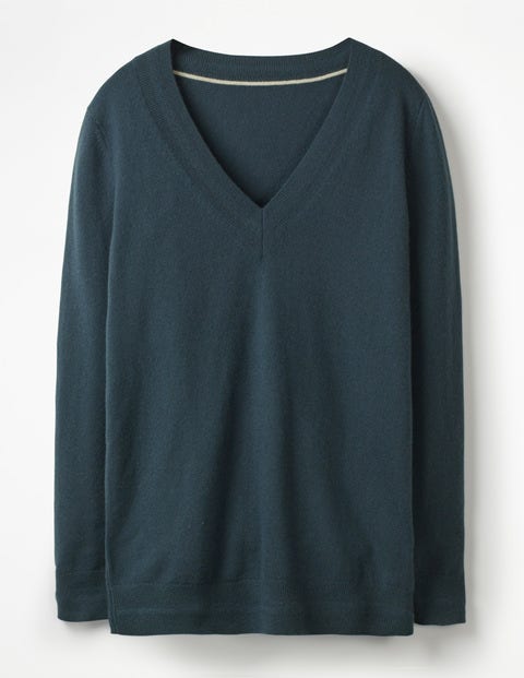 Cashmere Relaxed V-Neck Jumper - Seaweed Cashmere Relaxed V-Neck Jumper - Seaweed