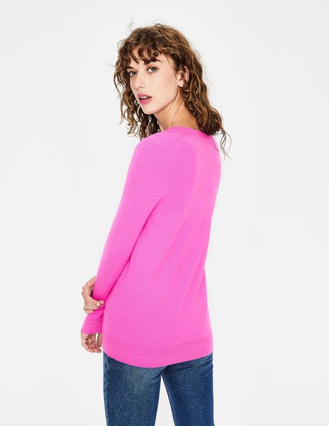 Cashmere Relaxed Vneck Sweater - Pop Pansy Cashmere Relaxed Vneck Sweater - Pop Pansy