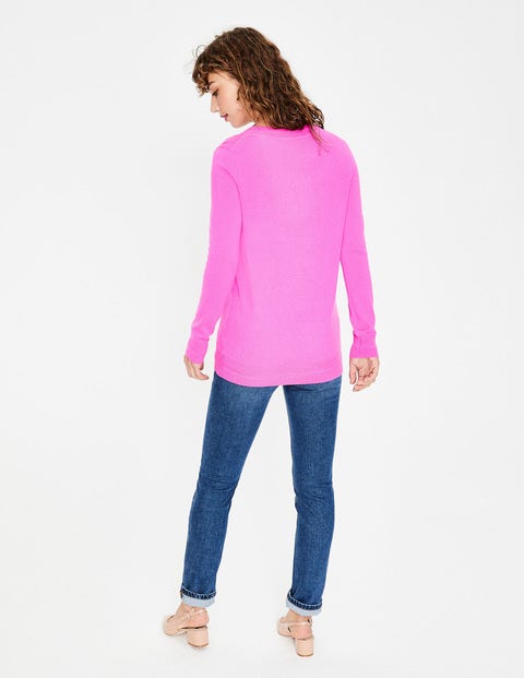 Cashmere Relaxed Vneck Sweater - Pop Pansy Cashmere Relaxed Vneck Sweater - Pop Pansy