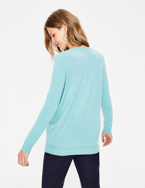 Cashmere Relaxed V-Neck Jumper - Aquamarine Cashmere Relaxed V-Neck Jumper - Aquamarine