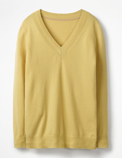 Cashmere Relaxed V-Neck Jumper - Buttercup Cashmere Relaxed V-Neck Jumper - Buttercup