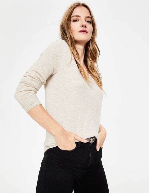 Cashmere Relaxed Vneck Sweater - Oatmeal Cashmere Relaxed Vneck Sweater - Oatmeal