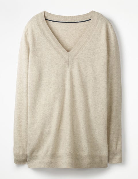 Cashmere Relaxed Vneck Sweater - Oatmeal Cashmere Relaxed Vneck Sweater - Oatmeal