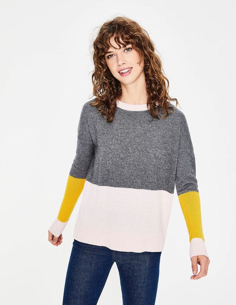 Lowick Jumper - Charcoal Melange Colourblock Lowick Jumper - Charcoal Melange Colourblock