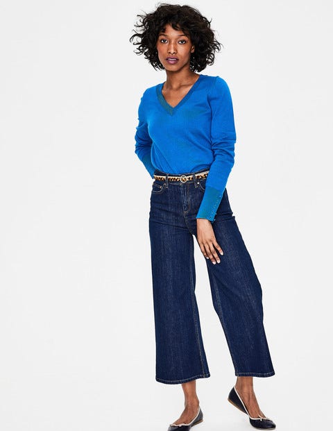 Tilda V Neck Sweater - Cyan Tilda V Neck Sweater - Cyan