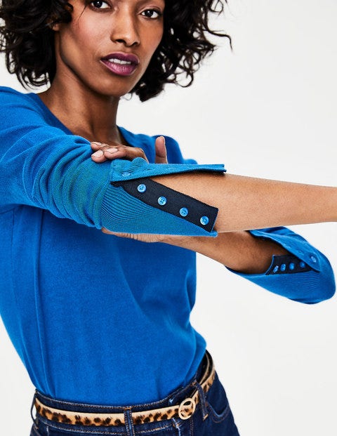 Tilda V Neck Sweater - Cyan Tilda V Neck Sweater - Cyan