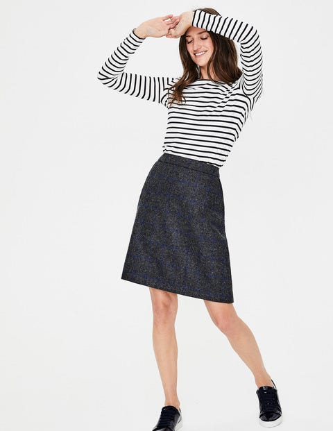 Mini-Jupe En Tweed Britannique - Anthracite chiné & bleu grec Mini-Jupe En Tweed Britannique - Anthracite chiné & bleu grec