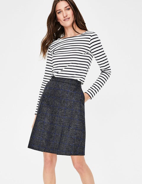 Mini-Jupe En Tweed Britannique - Anthracite chiné & bleu grec Mini-Jupe En Tweed Britannique - Anthracite chiné & bleu grec