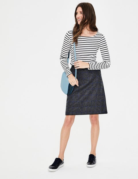 Mini-Jupe En Tweed Britannique - Anthracite chiné & bleu grec Mini-Jupe En Tweed Britannique - Anthracite chiné & bleu grec