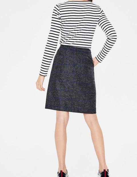 Mini-Jupe En Tweed Britannique - Anthracite chiné & bleu grec Mini-Jupe En Tweed Britannique - Anthracite chiné & bleu grec