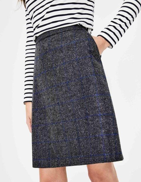 Mini-Jupe En Tweed Britannique - Anthracite chiné & bleu grec Mini-Jupe En Tweed Britannique - Anthracite chiné & bleu grec