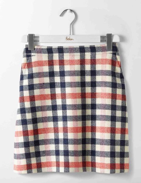 Minirock Aus Britischem Tweed - Rosa/Melonenrot kariert Minirock Aus Britischem Tweed - Rosa/Melonenrot kariert