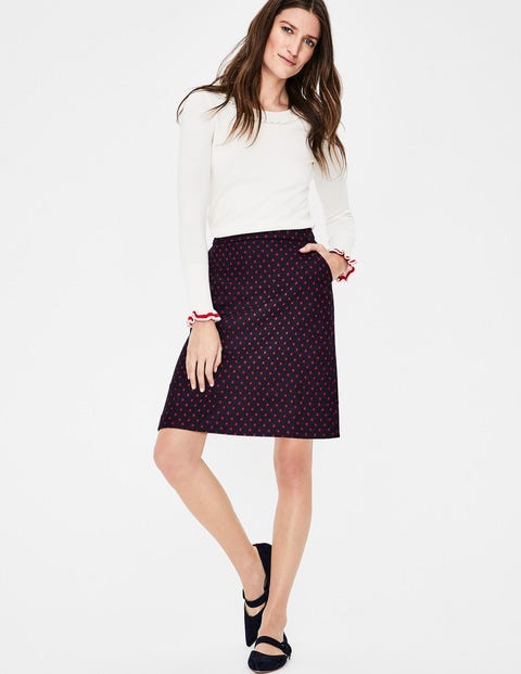 British Tweed Mini Skirt - Navy with Post Box Red Spot British Tweed Mini Skirt - Navy with Post Box Red Spot