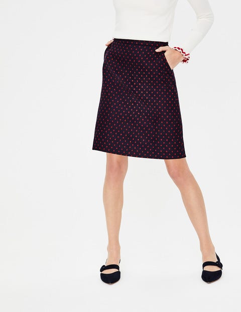 British Tweed Mini Skirt - Navy with Post Box Red Spot British Tweed Mini Skirt - Navy with Post Box Red Spot