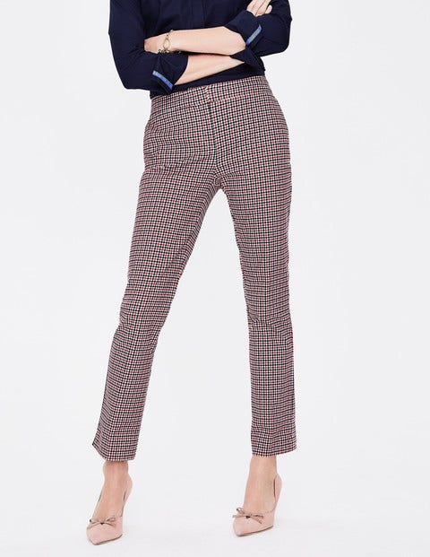 Richmond 7/8 Trousers - Navy and Post Box Red Check Richmond 7/8 Trousers - Navy and Post Box Red Check