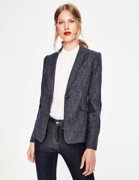 Bath British Tweed Blazer - Navy and Grey Marl Herringbone Bath British Tweed Blazer - Navy and Grey Marl Herringbone