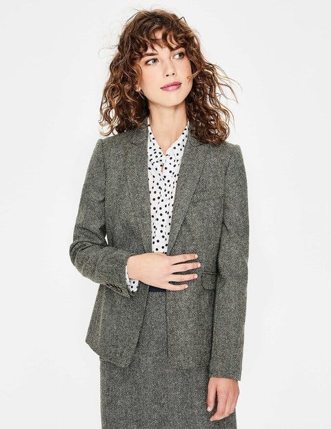Bath Blazer Aus Britischem Tweed - Kiefer, Fischgrätmuster Bath Blazer Aus Britischem Tweed - Kiefer, Fischgrätmuster
